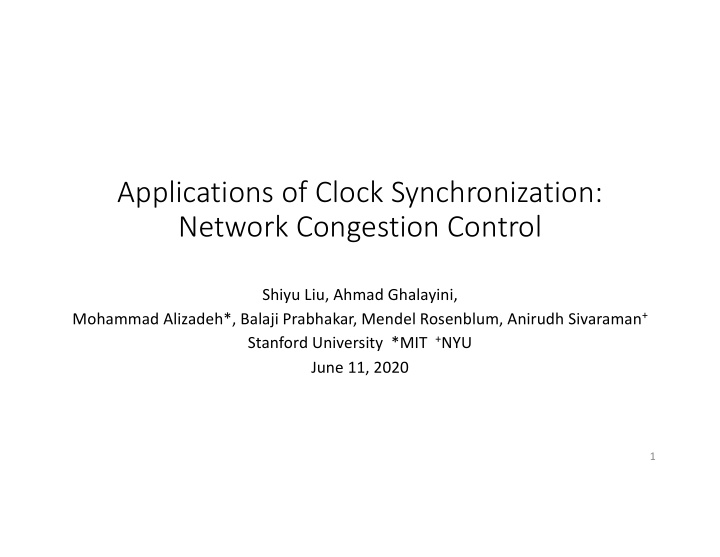 applications of clock synchronization network congestion