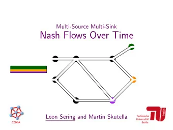 Nash Flows Over Time  Leon Sering and Martin Skutella  COGA  Motivation  Study:  dynamic traffic