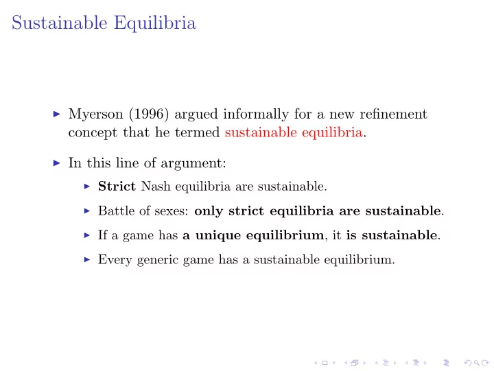 sustainable equilibria