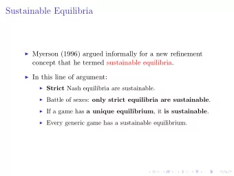 Sustainable Equilibria I Myerson (1996) argued informally for a new refinement  concept that he