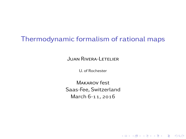 thermodynamic formalism of rational maps