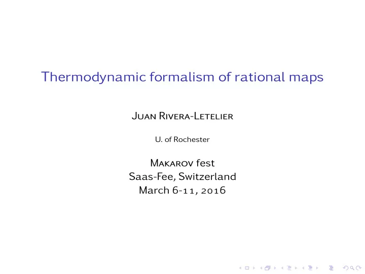 thermodynamic formalism of rational maps