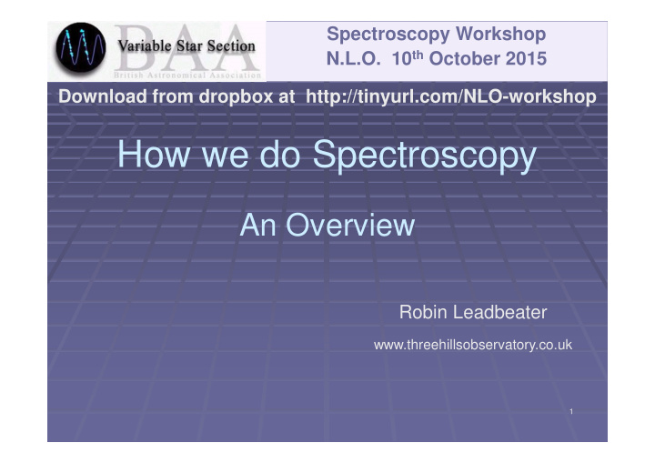 how we do spectroscopy