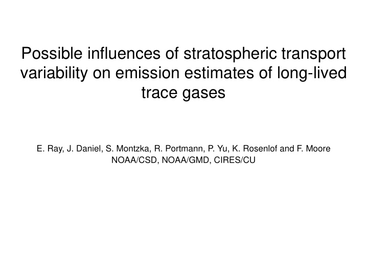 possible influences of stratospheric transport