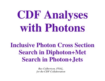 CDF Analyses  with Photons  Inclusive Photon Cross Section  Search in Diphoton+Met  Search in