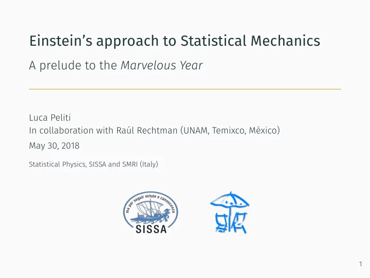 einstein s approach to statistical mechanics