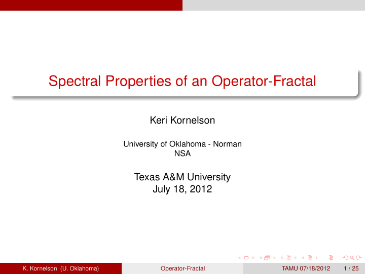 spectral properties of an operator fractal