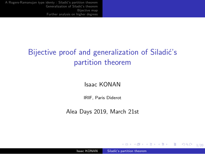 bijective proof and generalization of siladi c s