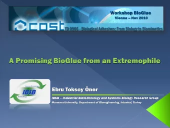 Ebru Toksoy ner IBSB  Industrial Biotechnology and Systems Biology Research Group  Marmara