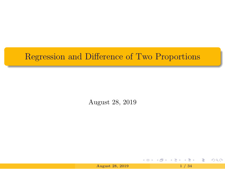 regression and difference of two proportions