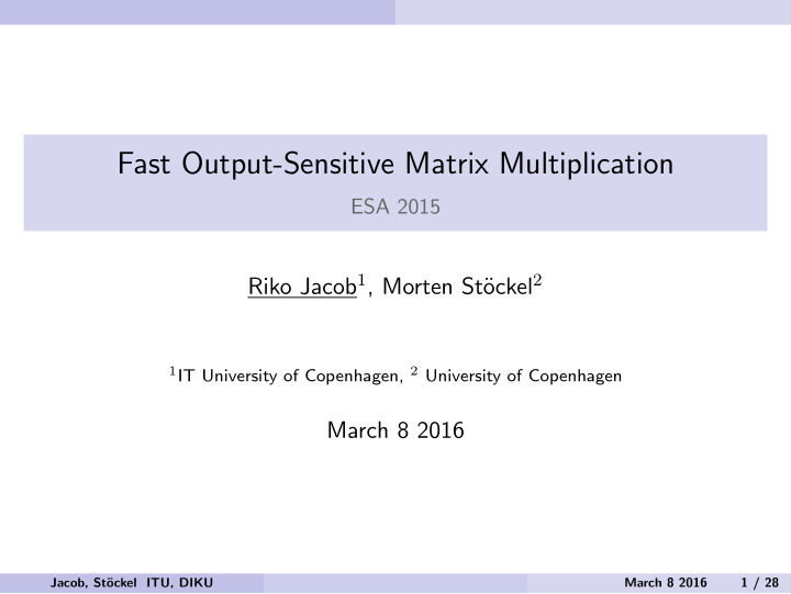 fast output sensitive matrix multiplication