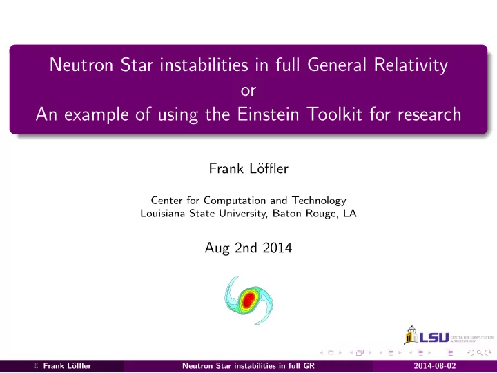 neutron star instabilities in full general relativity or