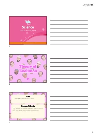 Science  Success Criteria  Aim  time.  18/06/2020  1  2  I can identify the key ideas of the