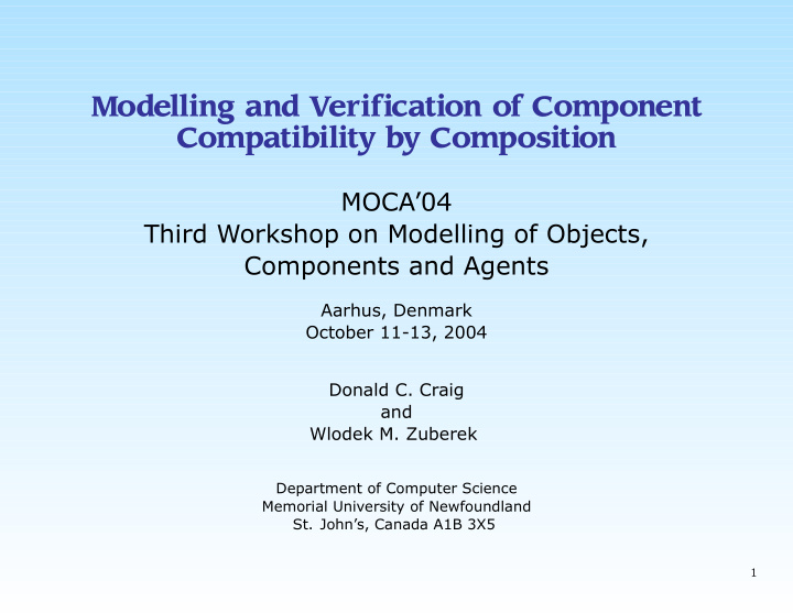 modelling and verification of component compatibility by