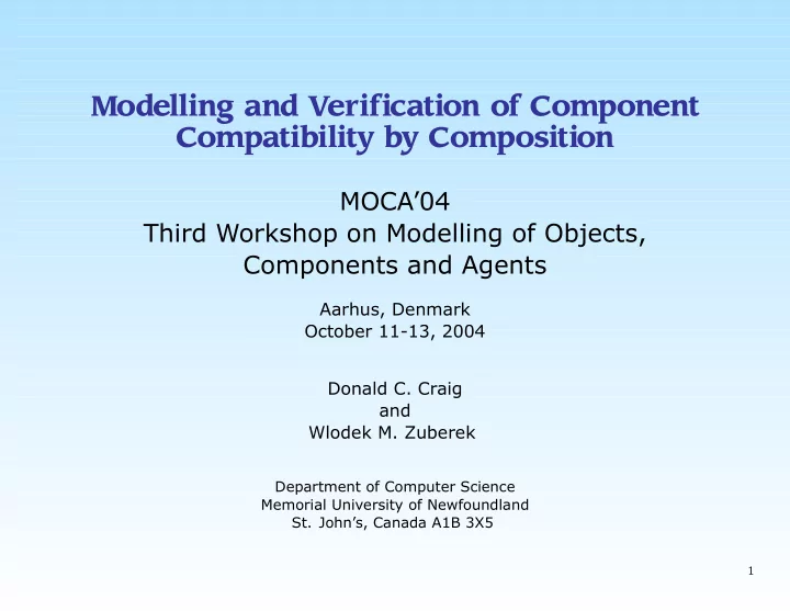 modelling and verification of component compatibility by