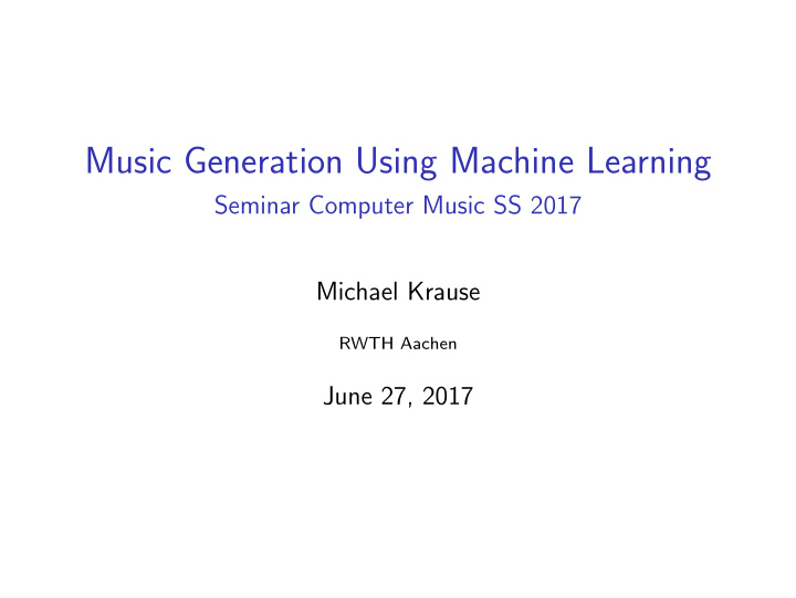 music generation using machine learning