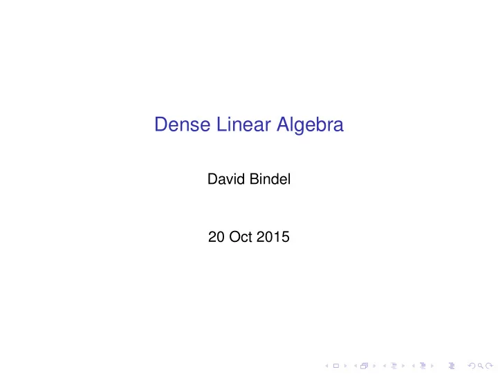 dense linear algebra