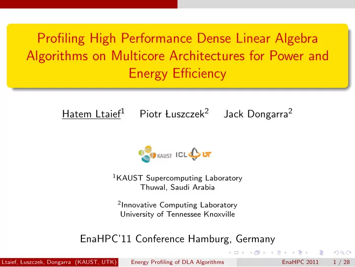 profiling high performance dense linear algebra
