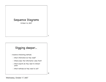 Sequence Diagrams  October 16, 2007  1  Digging deeper...  Examine interesting methods.  What