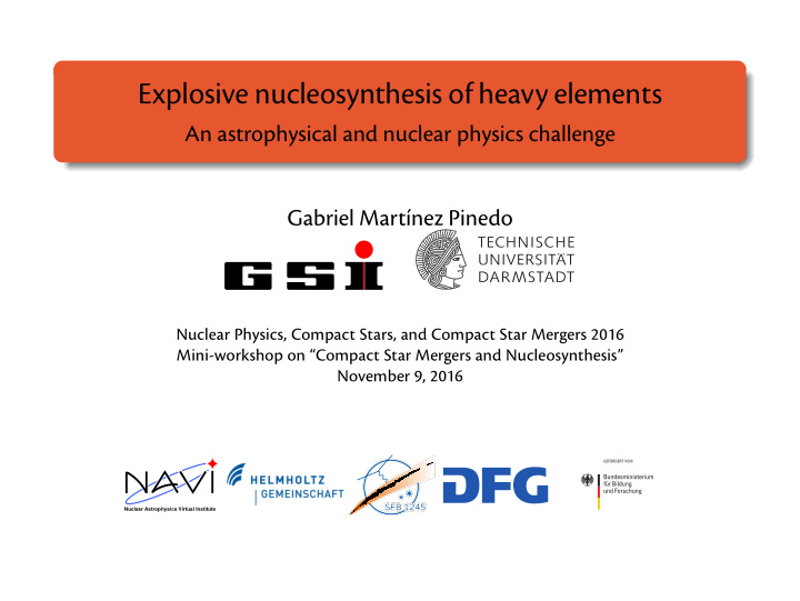 explosive nucleosynthesis of heavy elements