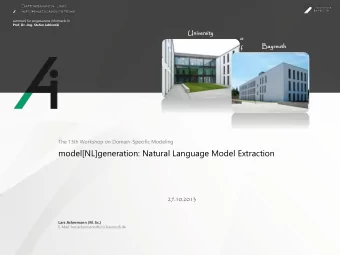 model[NL]generation: Natural Language Model Extraction  27.10.2013  Lars Ackermann (M. Sc.)