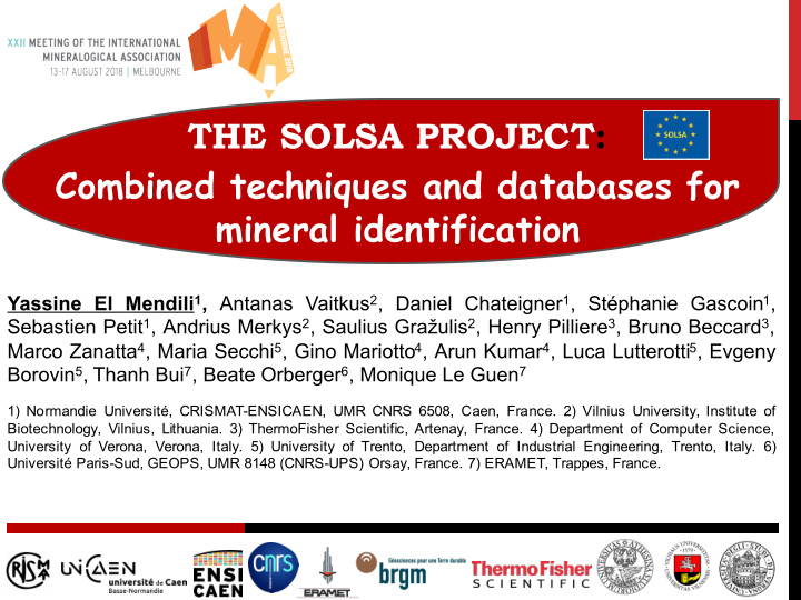 the solsa project combined techniques and databases for