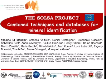 THE SOLSA PROJECT:  Combined techniques and databases for  mineral identification Yassine El