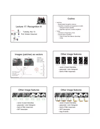 Outline   Last time:   Model-based recognition wrap-up  Lecture 17: Recognition III