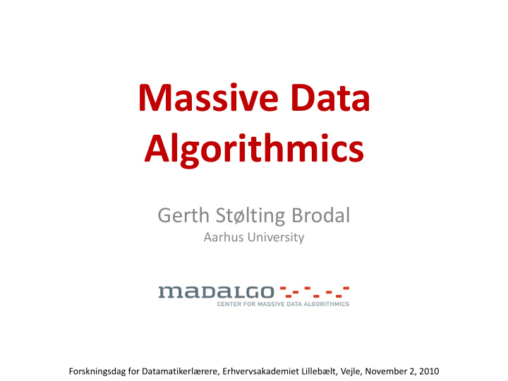 massive data algorithmics