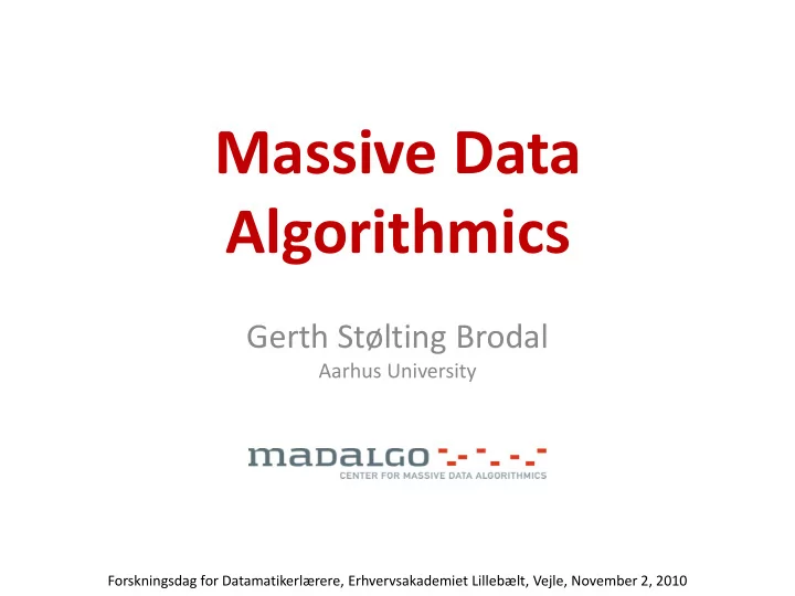 massive data algorithmics