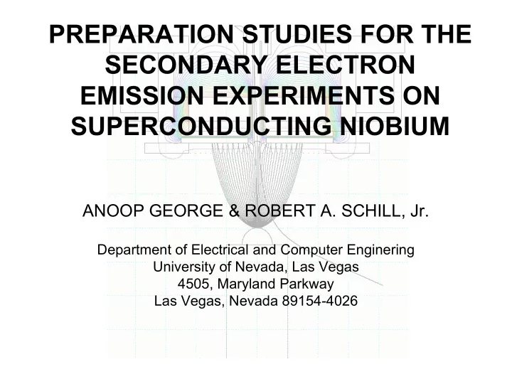 preparation studies for the secondary electron emission
