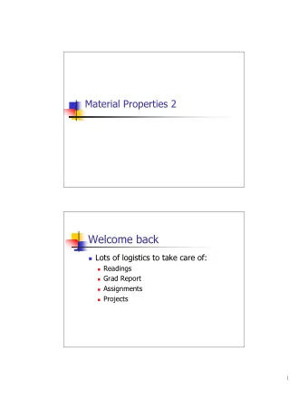 Welcome back  Lots of logistics to take care of:  Readings  Grad Report  Assignments