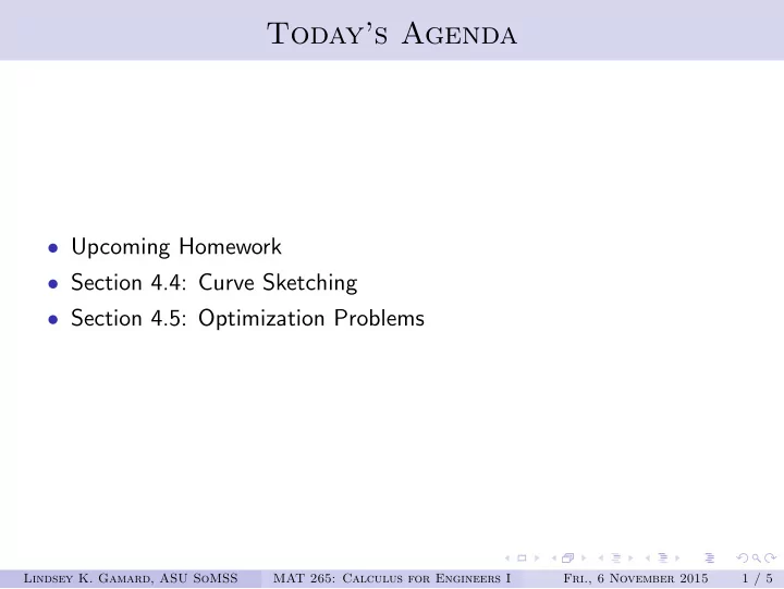 today s agenda