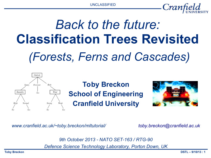 back to the future classification trees revisited