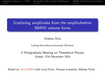 Scattering amplitudes from the amplituhedron  NMHV volume forms  Andrea Orta