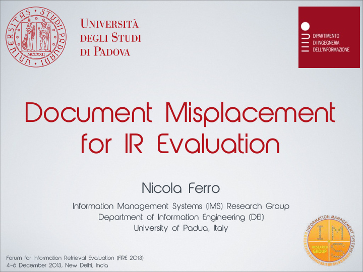 document misplacement for ir evaluation