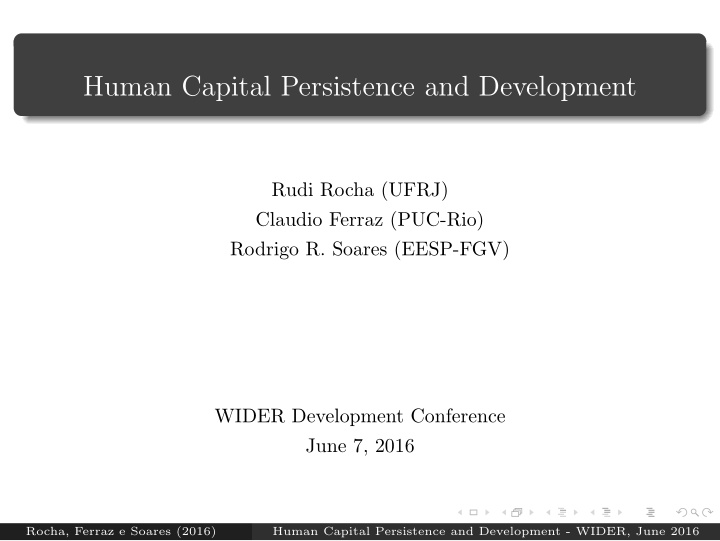 human capital persistence and development