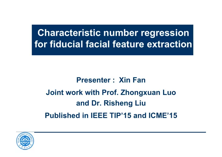 characteristic number regression for fiducial facial