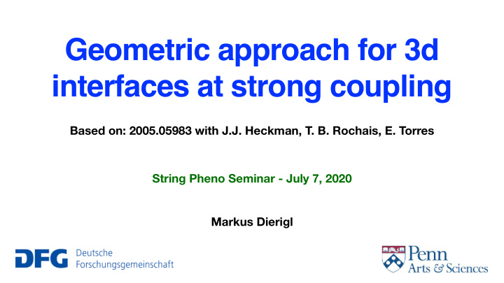 geometric approach for 3d interfaces at strong coupling