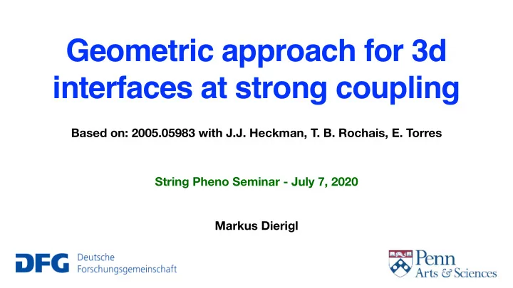 geometric approach for 3d interfaces at strong coupling