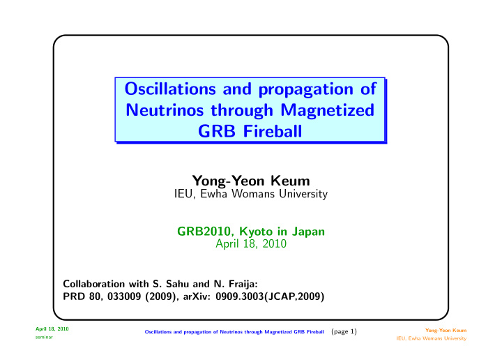 oscillations and propagation of neutrinos through