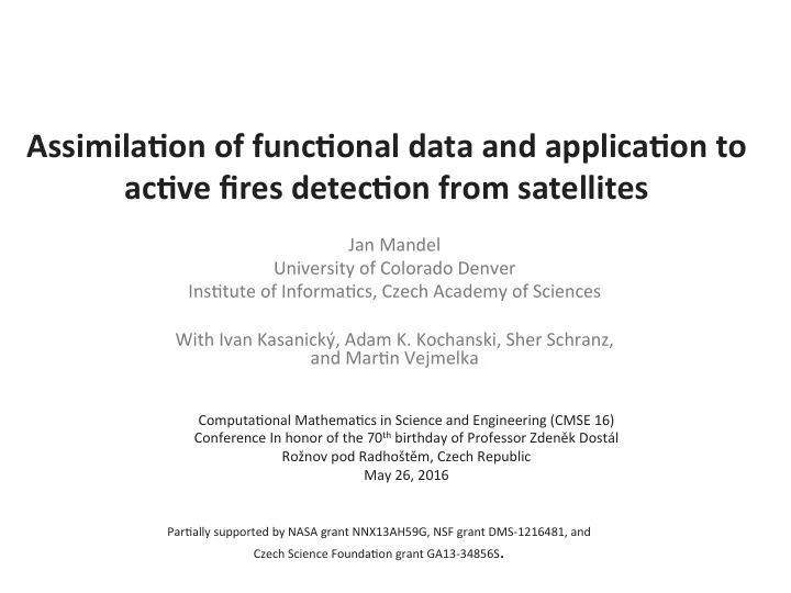 assimila on of func onal data and applica on to ac ve