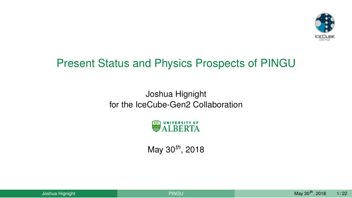 present status and physics prospects of pingu
