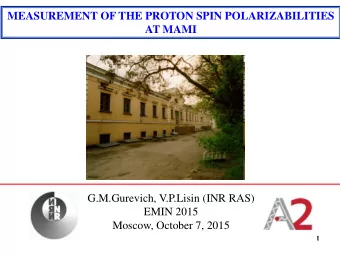 EMIN 2015  Moscow, October 7, 2015  1  1  Outline  Motivation  Compton scattering &amp;