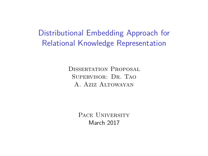 distributional embedding approach for relational