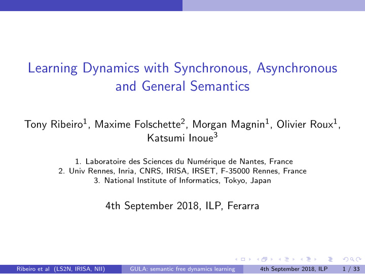 learning dynamics with synchronous asynchronous and