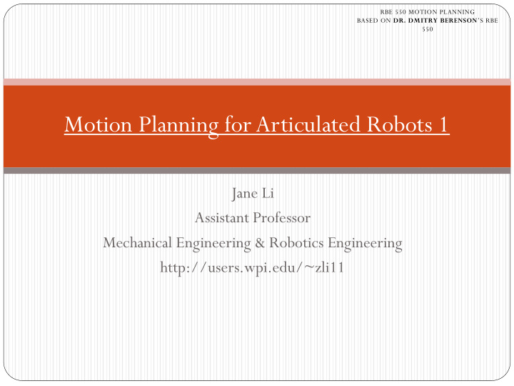 motion planning for articulated robots 1