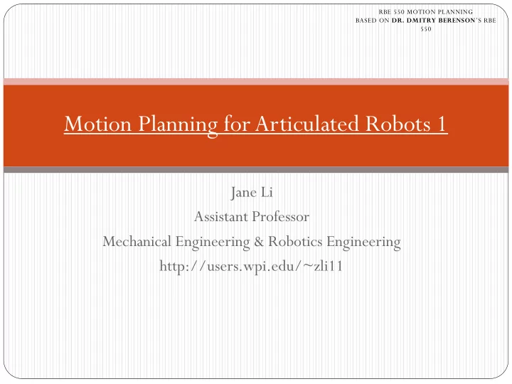 motion planning for articulated robots 1