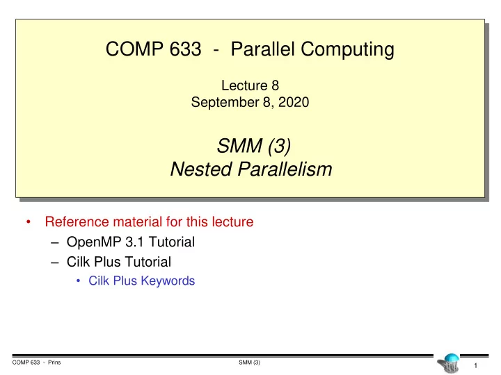comp 633 parallel computing