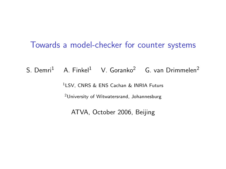 towards a model checker for counter systems